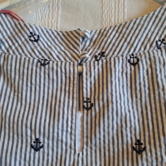 Cynthia Rowley women's size 8 blue and white seersucker lined dress nautical NWT - Picture 3 of 7